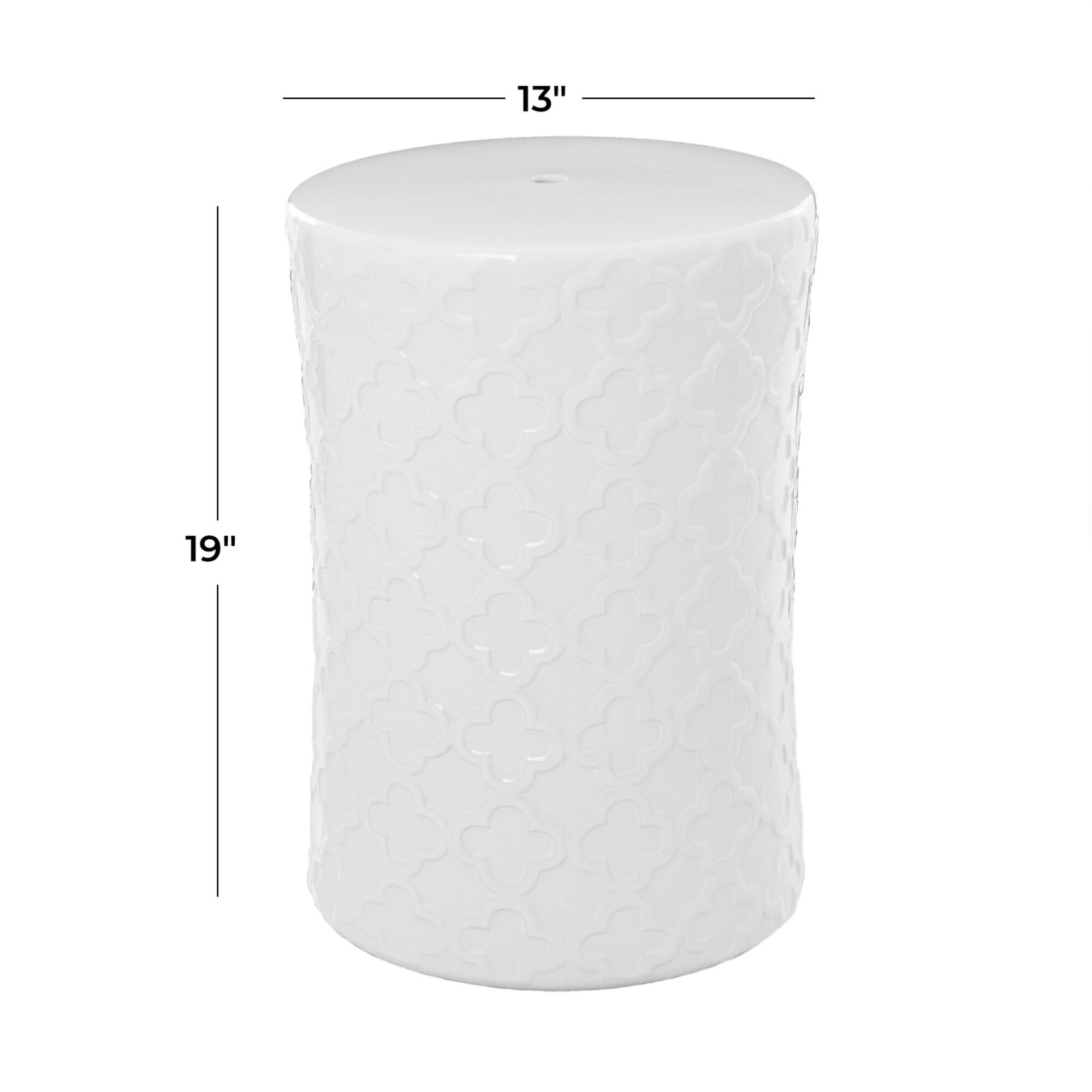 White Ceramic Contemporary Accent Table, 19" x 13" x 13"